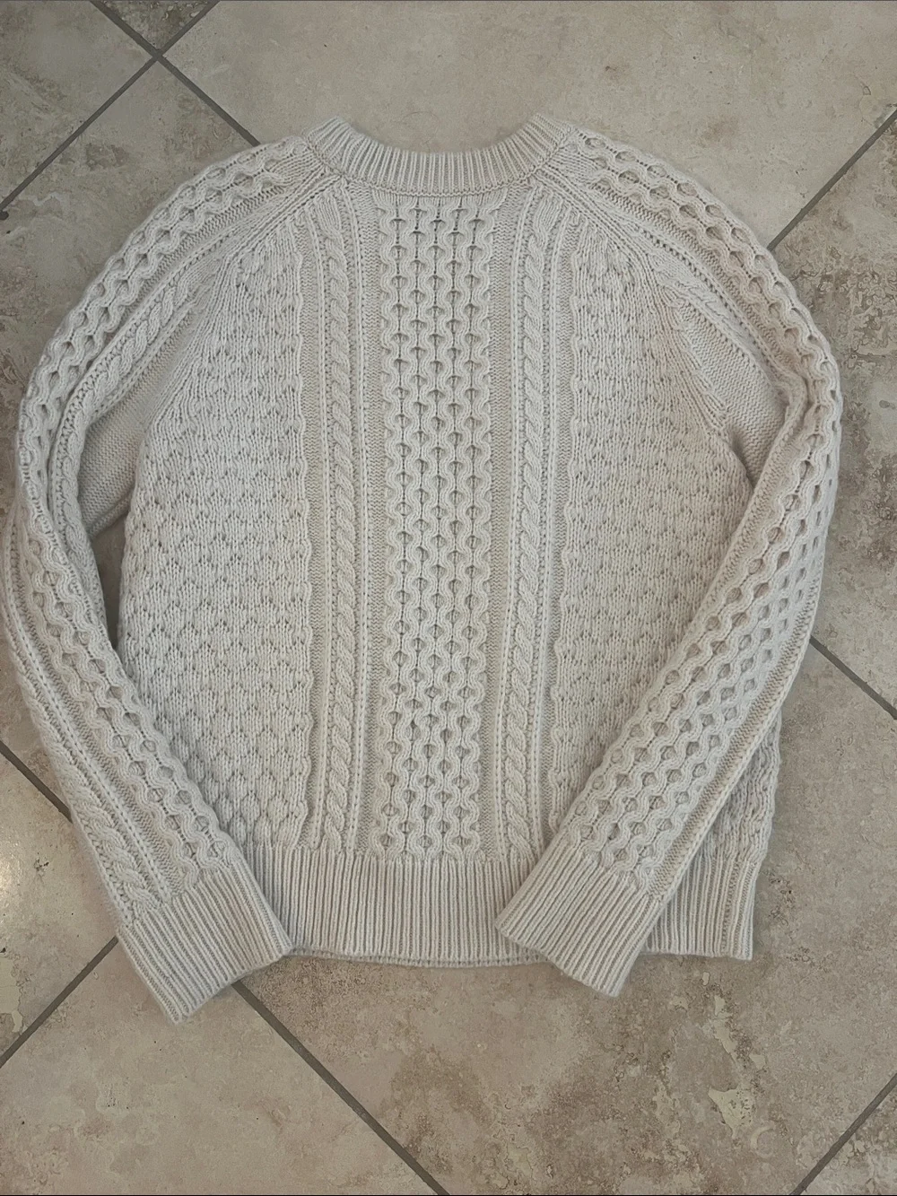 J. Crew Cream Cable-Knit Crew Sweater M